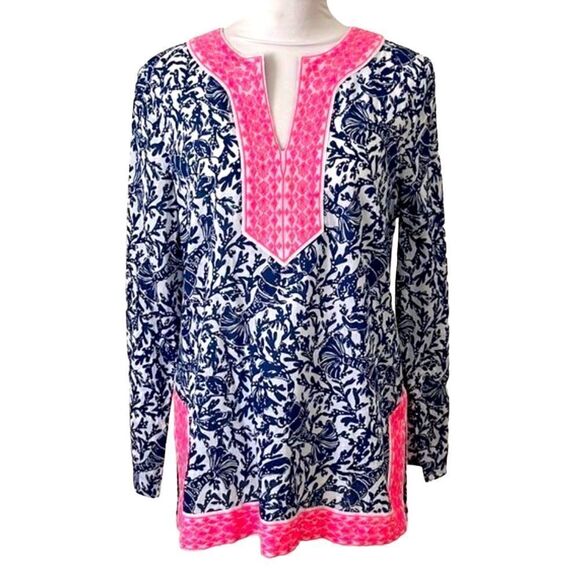 Lilly Pulitzer Tops - Lilly Pulitzer Ocean Cove Tunic Oyster Bay Blue Krillin It